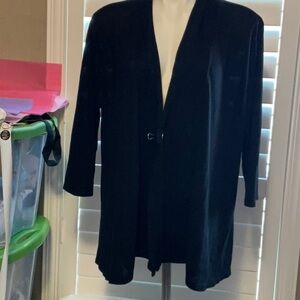 Black Cardigan Sweater with Open Front Design